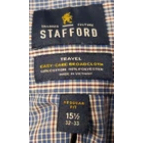 Stafford Men’s Shirt Lot of 4 – Size Medium Long Sleeve Button-Up Solid, Stripe - Picture 10 of 11